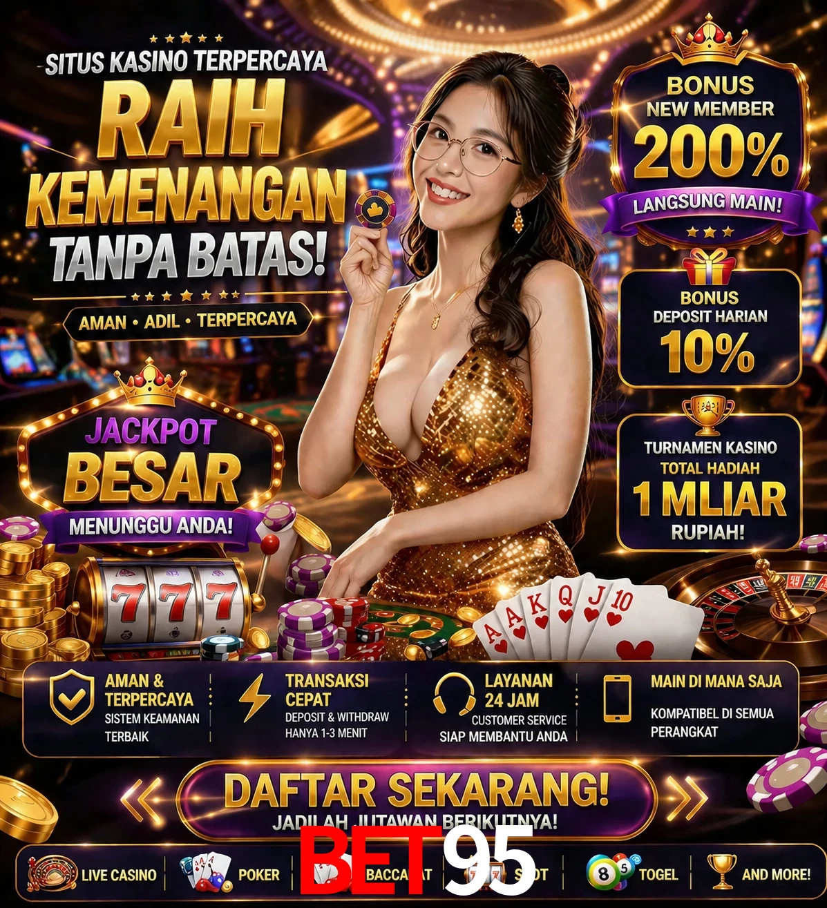 Roleta e blackjack bet95
